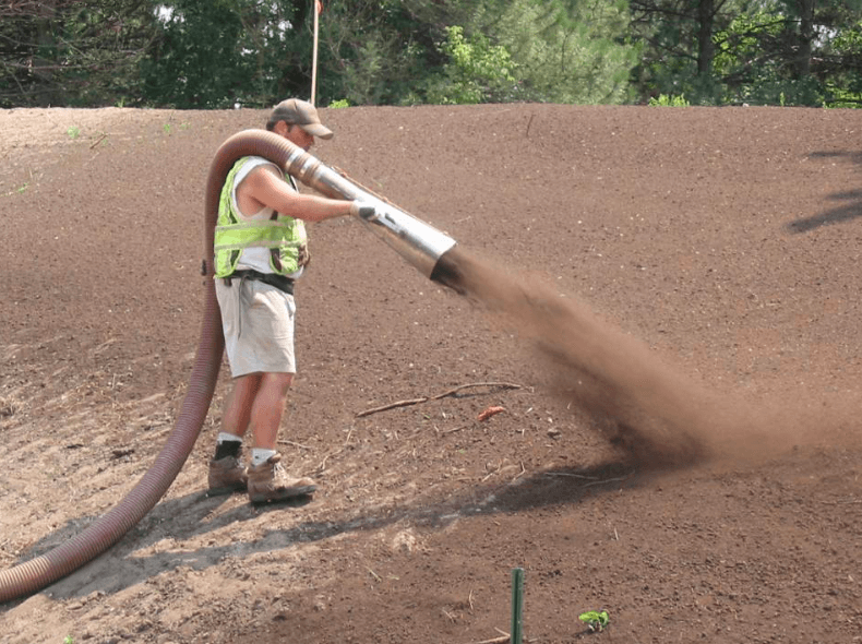 A top layer of compost can be added to a construction site